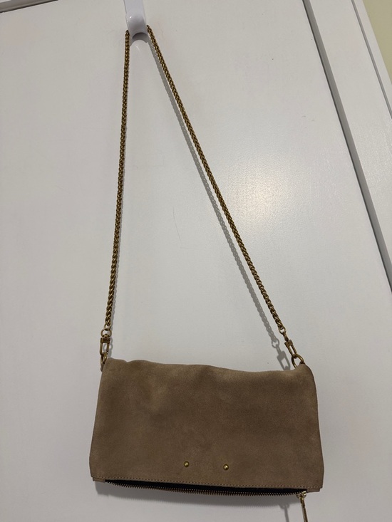 Prune Handbags - Prune Tan Suede Crossbody Bag with Gold Chain
